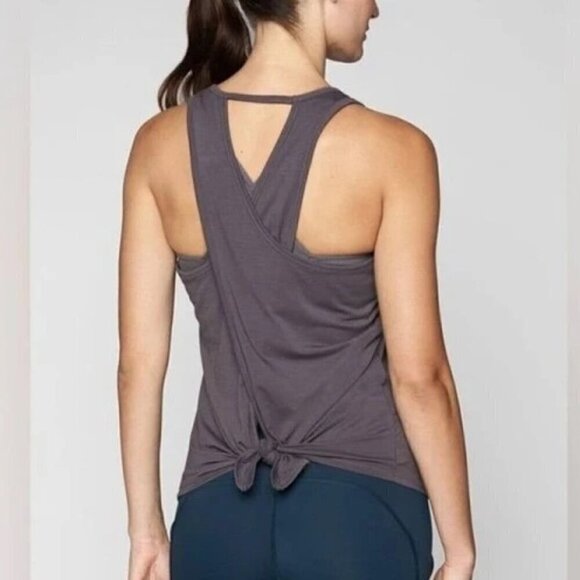 Athleta Essence Tie Back Tank - L Dark Gray - Picture 1 of 5